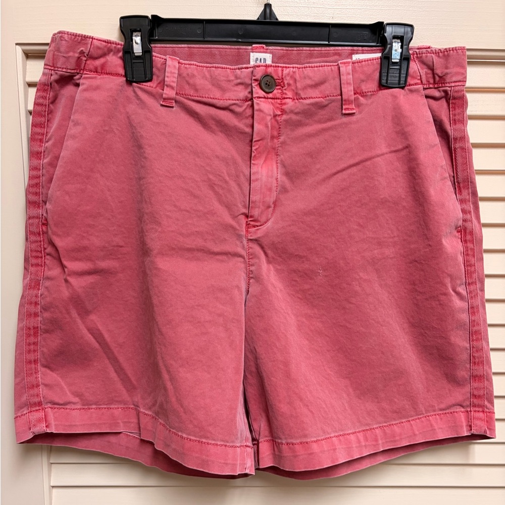 GAP Girlfriend Shorts Womens 12 Red Sequoia Chino Stretch 7” Inseam Summer Beach